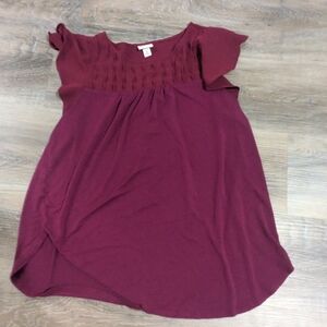 Women’s Burgundy Smocked Neck Top